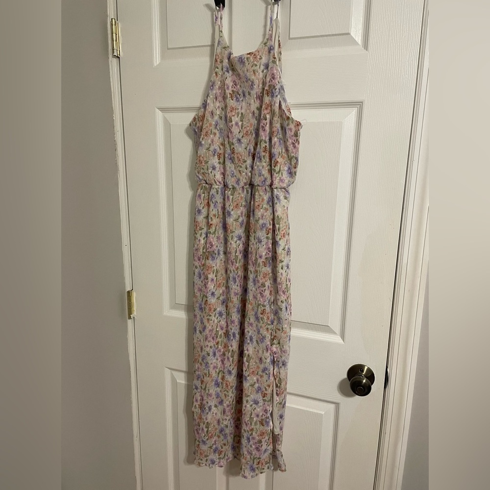 Brand new never worn floral midi dress. High neck small slot on side